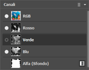Il canale verde è selezionato